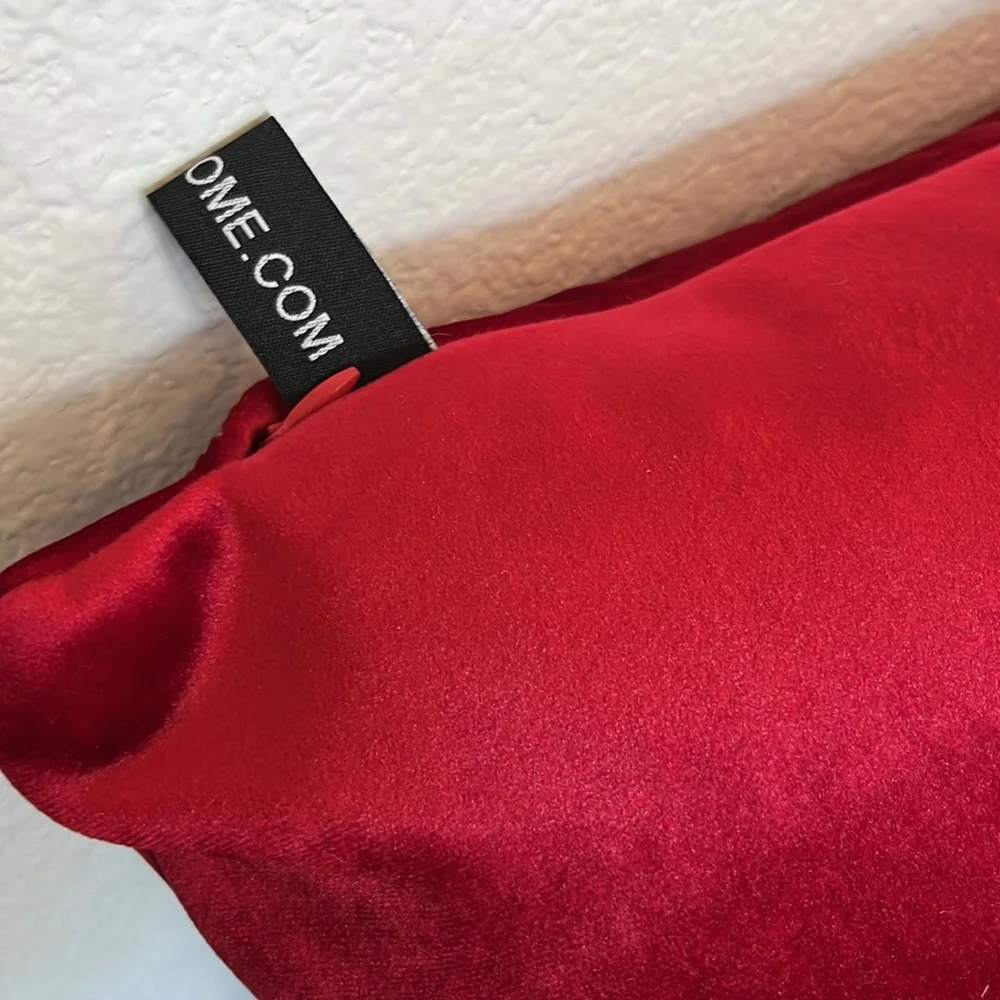Rodeo Home Festive Red 'Let It Snow' Holiday Velvet Down Pillow